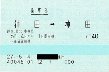神田から神田の片道乗車券
