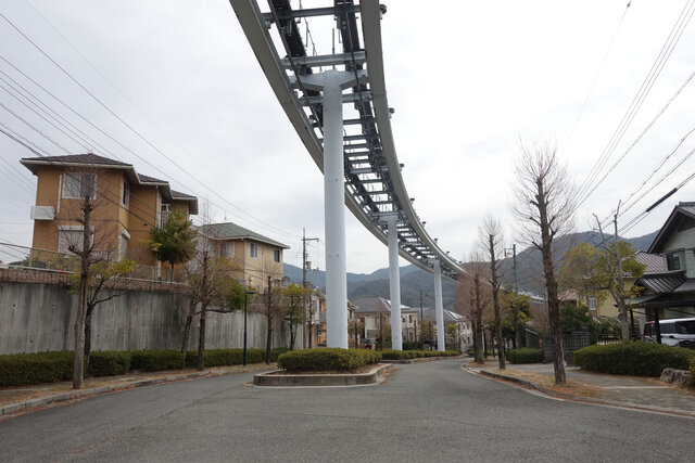 道路上の線路。