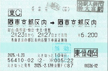 東京都区内～東京都区内乗車券