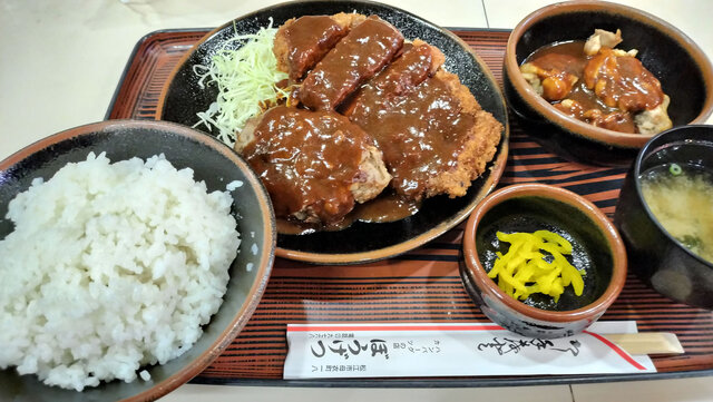 ハンバーグとグリルチキンのミックス
