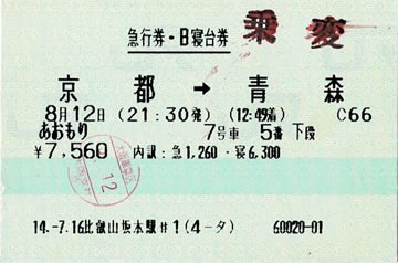 寝台急行「あおもり」