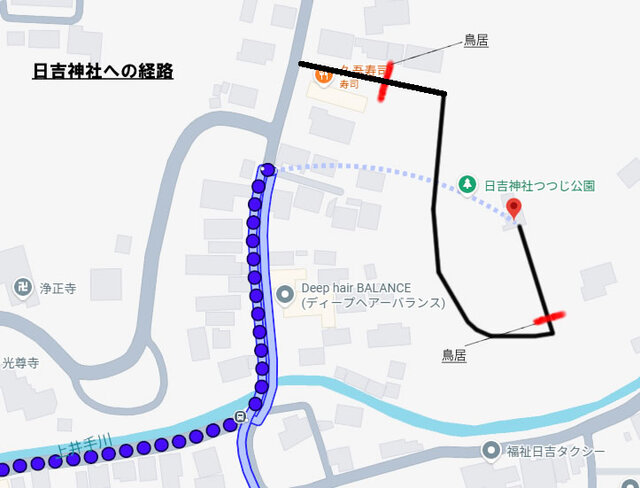 大津日吉神社へのルート